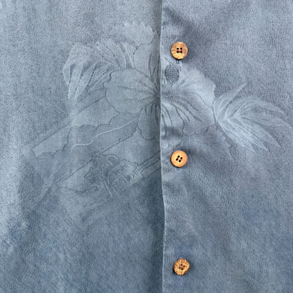 Tommy Bahama Tropic Isles Silk Camp Shirt Men's Large Blue Floral Relaxed Fit - Picture 4 of 9